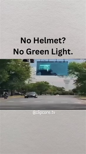 Clip Core TV on Instagram: "A viral clip shows a smart traffic signal that only turns green if every rider is wearing a helmet. No helmet. No green light. 🚦🤖 Whether this specific video is staged or real, the bigger point is this: the technology already exists. Using AI-powered computer vision, standard traffic cameras can detect in real time: • Motorcycles and scooters • Riders and passengers • Helmet usage and safety compliance This allows traffic systems to monitor safety automatically, wit