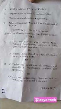 Degree 4th sem Major Object Oriented Software engineering paper AU-2026/@lasya tech