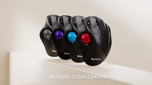 SABLUTE MAM2 Wireless Trackball Mouse, Rechargeable Ergonomic Mouse with Thumb Control for 3 Devices (Bluetooth and USB), 5-Level DPI, Silent Click, Compatible PC Laptop Mac iPad, Easy Clean