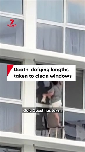 7NEWS Queensland on Instagram: "A Gold Coast woman was spotted balancing on a chair and cleaning the outside of a window, 16 floors above Surfers Paradise. The stunt left onlookers in shock, fearing for her safety. #DeathDefying #WindowCleaning #GoldCoast #Stunt"