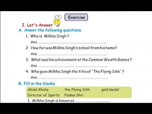 The Flying Sikh-Milkha Singh | Class 5th | Lesson 4 | English Full Exercise
