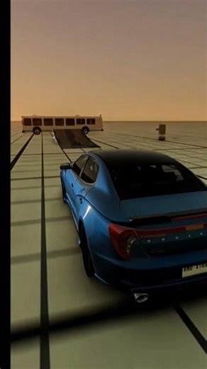 BeamNG.drive car jump over 3 buses goes wrong. #beamng #beamngdrive #carjump #carcrash #shorts