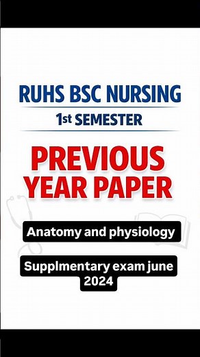 RUHS BSc Nursing 1st Semester Anatomy and Physiology Supplementary Exam Paper June 2024 !