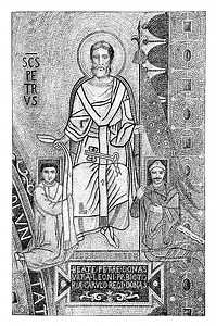 This mosaic from the papal dining hall in the Lateran, which is known...