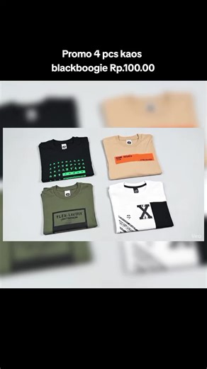 Promo 4 pcs kaos keren blackboogie harga cuma Rp.100.000 banyak pilih motif & warna #kaos #kaosviral #kaosmurah #kaosdistro #fyp