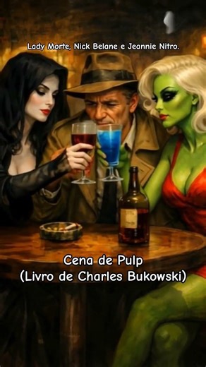 Pulp (Charles Bukowski) Nick Belane, com Lady Morte e a alienígena Jeannie Nitro.