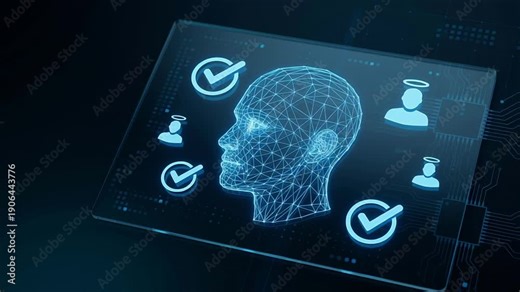 Digital facial recognition technology uses ai to prevent online identity fraud and misuse by securing login and password from deepfake and fake news threats risks