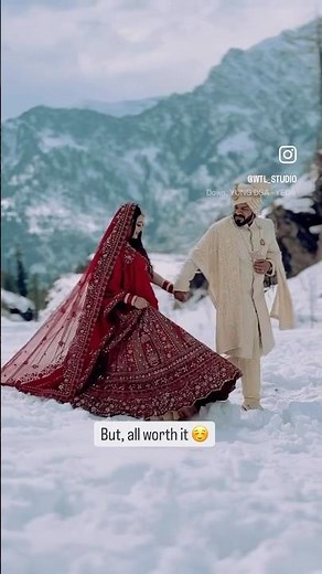 Post-Wedding Photoshoot in Snow #manali #snowfall