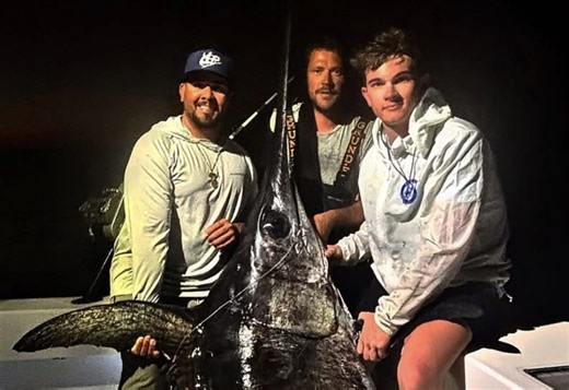 Family catches nearly 500-pound swordfish during Florida graduation trip