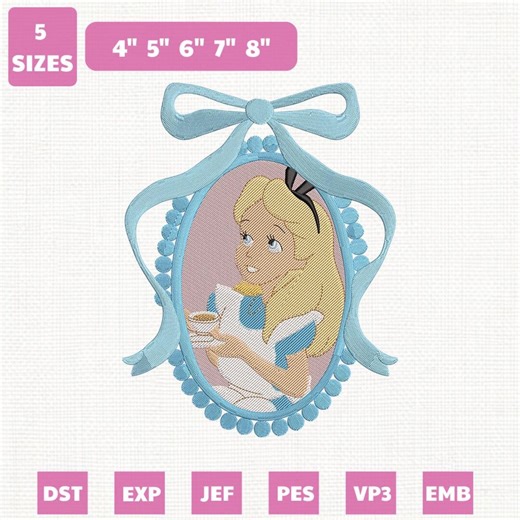 Alice in Wonderland Machine Embroidery File, Magic Kingdom Design (instant Download) - Etsy