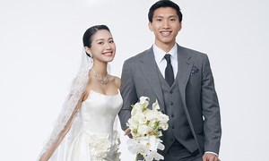 Footballer’s beauty queen wife impresses in wedding photos