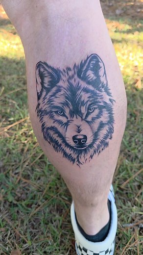 First wolf attempt. No line work. What you think? #tattooartist #tattooshop #tattoo #wolftattoo | Redbeard's Ink Therapy