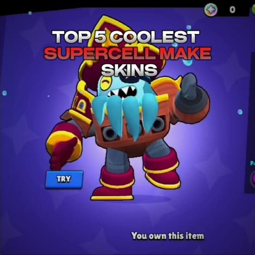 TOP 5 COOLEST SUPERCELL MAKE SKINS #brawlstars #likeandsubscribe