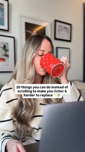 Chelsea Dewlen | Make Money Online on Instagram: "Here’s 20 things you can do to make more money instead of scrolling👇 (read until the end) 1. Watch a YouTube video on real estate, affiliate marketing, or how to build a business 2. Go on LinkedIn and book a coffee chat — one person can change your life 3. Read a company’s financial statement (ask ChatGPT if you don’t get it) 4. Pitch yourself to a brand; you could be their next influencer 5. Rewatch your old content and study what actually work