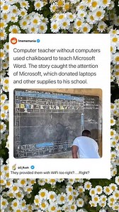 Computer teacher used chalkboard to teach Microsoft Word.