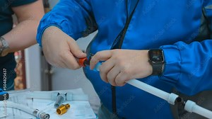 Modern technology of high-quality and reliable connection of plastic pipes for heating and water supply. Closeup