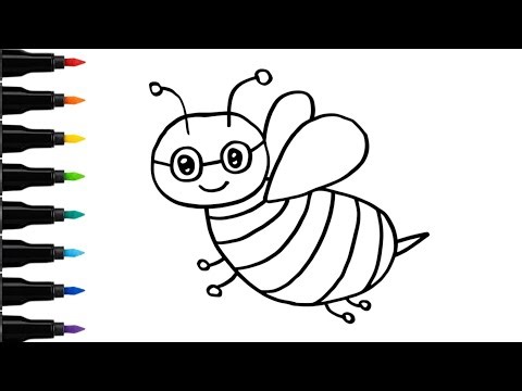 Bee Drawing Easy for Kids 🐝 Easy Bee Drawing Step by Step ✏️ Cute Bee Drawing and Coloring 🎨