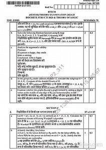 Discrete Structures & Theory Of Logics BCS-303 3rd Sem CSE Question paper Aktu