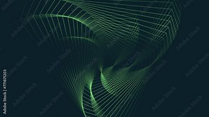 Abstract line drawing of a dynamic spiral composed of fluid, curved lines on a dark background symbolizing movement, flow, and organic design