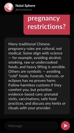 What are traditional Chinese pregnancy restrictions?
