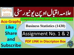 ⏩ AIOU Code 1430 Solved Assignment No.1 & 2 Spring 2025 || Subject: Business Statistics || Bachelor
