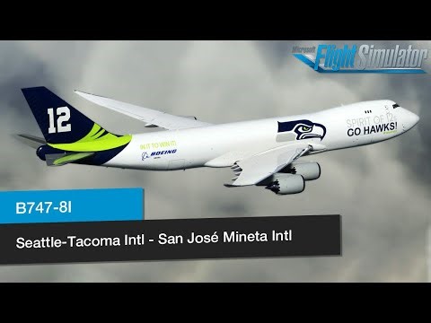 Seattle - San José │ Flying the SEAHAWKS to the Super Bowl │ Atlas Air B747 │ Full Flight │ MSFS2020