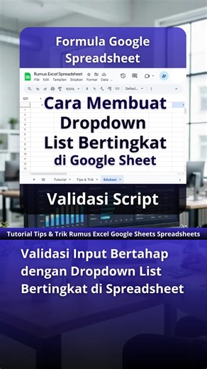 Formula Google Spreadsheet Cara Membuat Dropdown List Bertingkat di Google Sheet Fitur Validasi Input Bertahap dengan Dropdown List Bertingkat di Spreadsheet List dropdown Akan Muncul otomatis Setelah Input Kategory Dropdown List berubah otomatis secara dinamis mengikuti Kategori #tutorialexcel #spreadsheet #googlesheets #tipsexcel #appscript