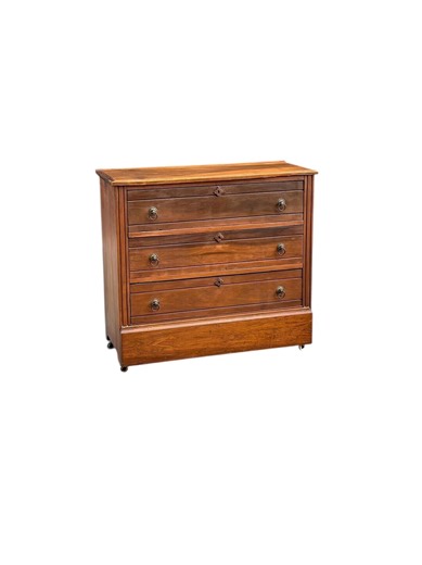 Antique 1890’s Three Drawer Solid Walnut Wood Chest With Brass Pulls & Porcelain Casters - Etsy