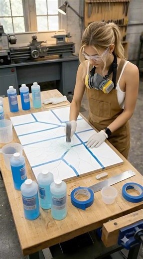 This Table Suddenly Starts Cracking… #resinart #epoxyresin #satisfyingcraft