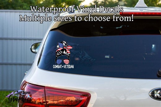 Patriotic Combat Veteran Decal, Military Life Messy Bun Sticker, Funny Mom Bun Hair, Military Gifts for Women, Military Appreciation Sticker - Etsy
