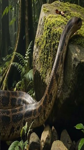 Anaconda Hunts for Food and Confronts a Crocodile