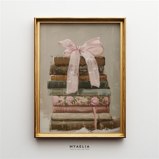 Old Books Aesthetic Art Print – Vintage Book Stack Wall Art – Dark Academia Decor – Antique Library Illustration – Digital Download - Etsy