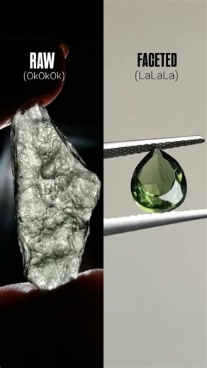 Faceted Cabochons | RAW vs FACETED MOLDAVITE✨Comment OKOKOK for Raw & LALALA for Faceted ⬇️ . . . {Moldavite, Raw Moldavite, Faceted Moldavite, This or That,... | Instagram