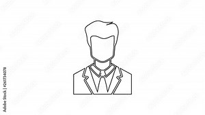 Grey User of man in business suit line icon on white background. Business avatar symbol - user profile icon. Male user sign. 4K Video motion graphic animation