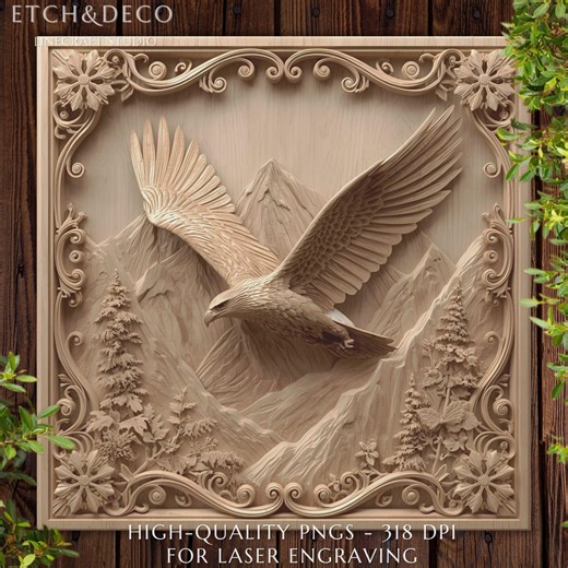 3D Illusion Eagle File for Wood Laser Engraving PNG, Glowforge Xtool Lightburn Ready, Bird Laser Burn PNG, Cnc Router File - Etsy UK