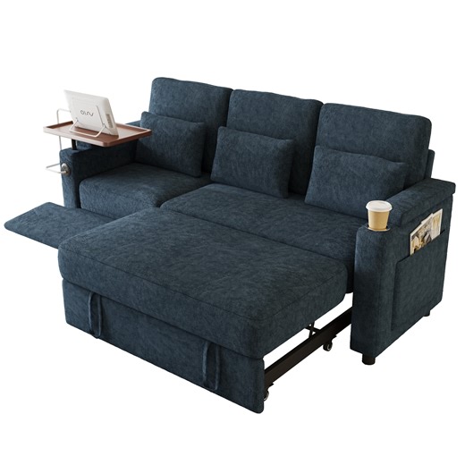 LITVZ Oversized Modular Sectional Sofa with Reclining Chair, Queen Sleeper Sofa with Pull Out Couch Bed, Hide A Bed Couches Feature Cup Holder, Laptop Table and USB Port for Living Room, Apartment