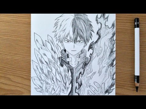 How To Draw Shoto Todoroki Ice And Fire Power || Anime Drawing Tutorial