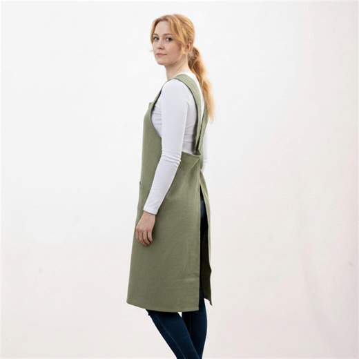 Linen Japanese Apron: Crossback Pinafore Style (fits S to XXL) - Etsy