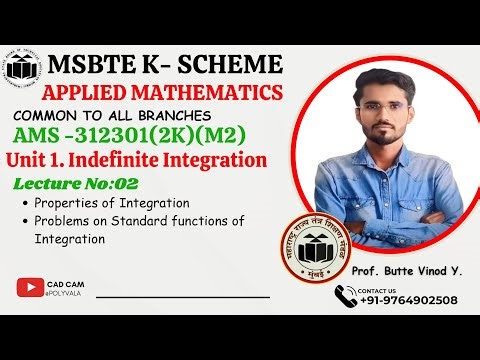 MSBTE AMS (M2) Unit - I Indefinite Integration(lecture No 02)
