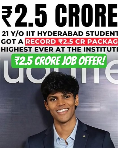 🚨#Edward Nathan Varghese a student at IIT Hyderabad, has secured a record ₹2.5 Crore job offer from