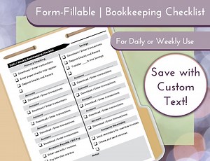 Form-fillable Daily & Weekly Bookkeeping Checklist for Small Business and Nonprofits - Etsy