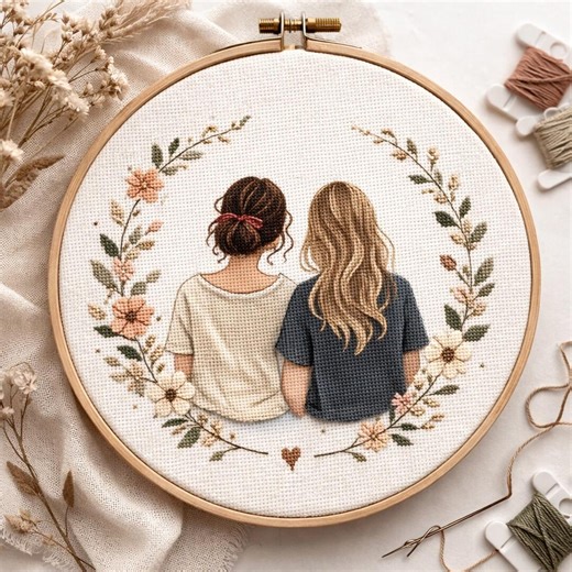 Custom Friend Cross Stitch Pattern From Photo (PDF) – Friendship Keepsake Embroidery Chart - Etsy