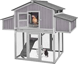 Large Chicken Coop with Unique Folding Design, Outdoor Hen House for 6–8 Chickens, Weatherproof Duck Poultry Cage -Easy to Set Up