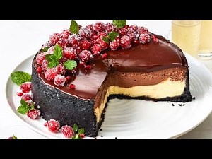 Ghirardelli Layered Chocolate Cheesecake with Ganache Glaze