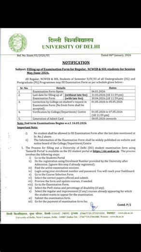 Delhi universityteam 📌 on Instagram: "All UG & PG Regular, NCWEB & SOL students are informed that Examination Form filling has started! #du #delhiuniversityteam #delhiuniversity #exam #results"