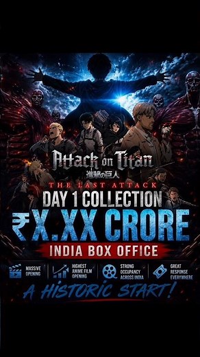 ATTACK ON TITAN ❤️‍🩹 Movie The Last Attack INDIA 🇮🇳Day 1 Box Office Collection 💔 #anime #aot #shorts