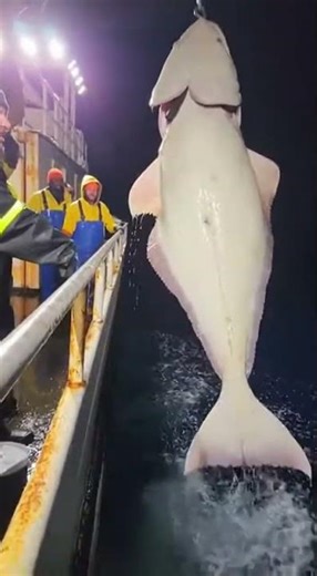 Great White Steals Halibut Beside Boat in Nighttime Shock!