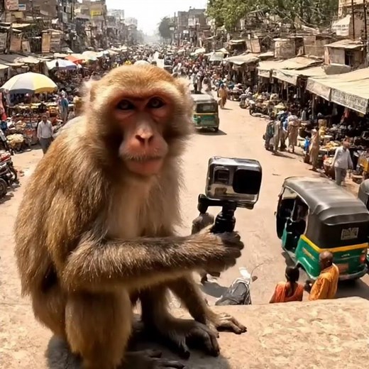 Indian Street Monkeys Take Over the Camera 🎥 | Funny Monkey Vlog Adventure