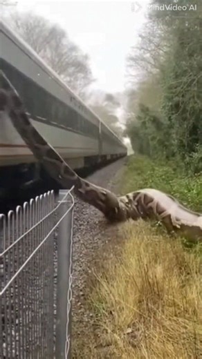 Ular sawa gergasi ini serang kereta api. #viralreelsシ #python #snake #Sora2 #AI | Firdaus klate