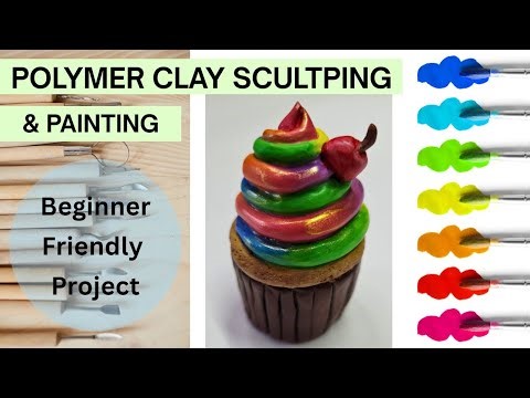 DIY Polymer Clay Cupcake - Easy Beginner Sculpting & Painting (Fast Tutorial)